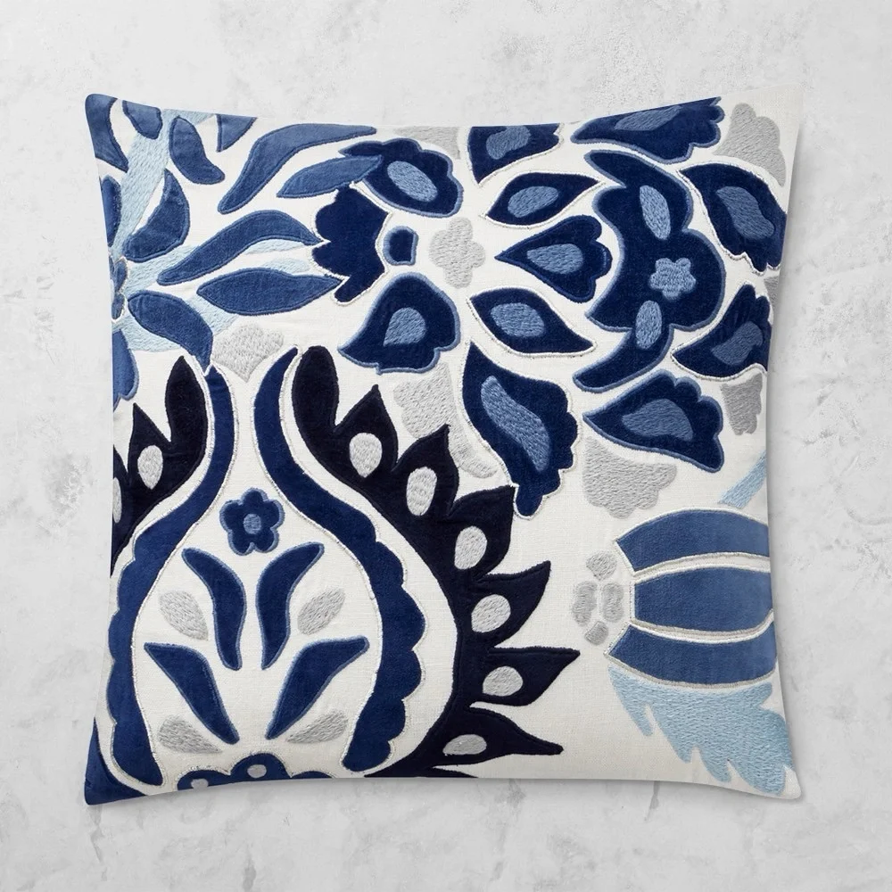 Williams Sonoma Home Throw Pillow - Izlara Floral Applique pattern